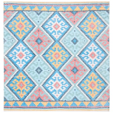 Safavieh 6 x 6 ft. Saffron Square Hand Loomed Area RugBlue & Aqua SFN560M-6SQ
